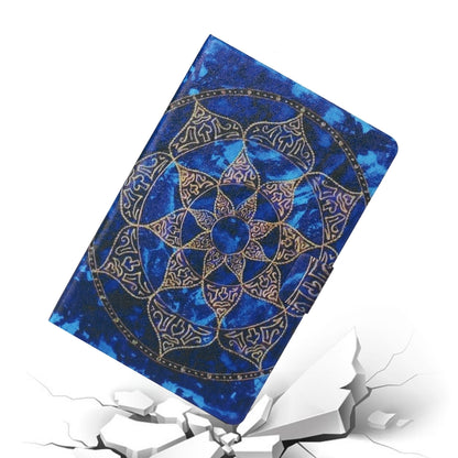 Blue mandala flip leather tablet case with stand and patterned cover