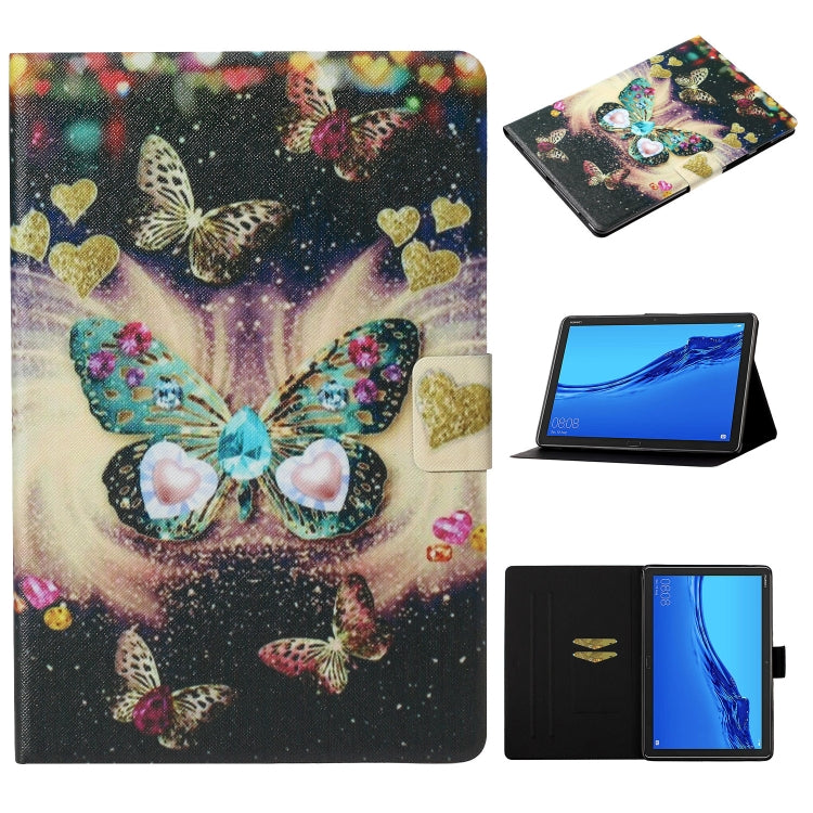 Butterfly heart flip leather tablet case with card slot and viewing stand