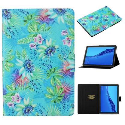 Tropical floral flip leather tablet case with card slot and viewing stand