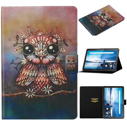 Tablet flip case with owl illustration, with viewing stand
