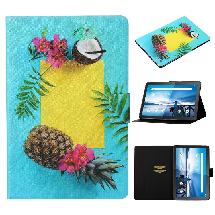 Tablet flip case with pineapple and flower pattern, with viewing stand
