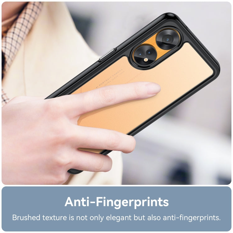 Black phone case for OPPO Reno8 T 4G with dual camera opening and secure grip