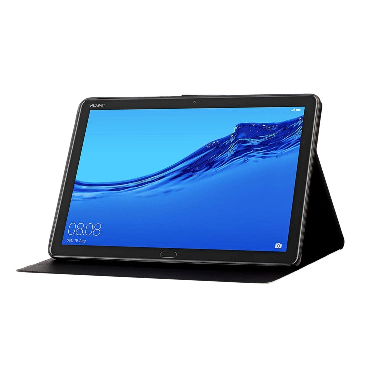 Tablet flip leather case in stand mode, front cover supporting tablet