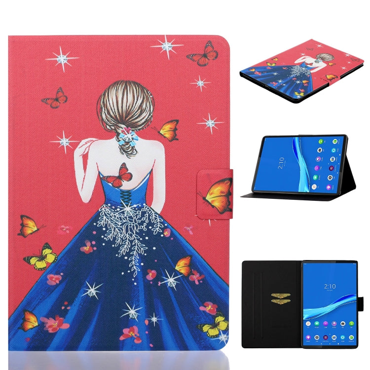 Tablet folio case with girl and butterfly print, horizontal flip stand and card slot
