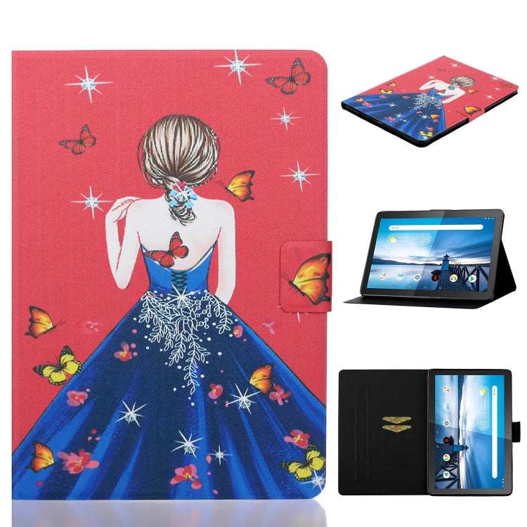 Tablet folio case with girl and butterfly print, horizontal flip stand and card slot