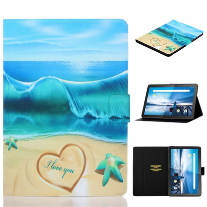 Tablet folio case with ocean wave and heart print, horizontal flip stand and card slot