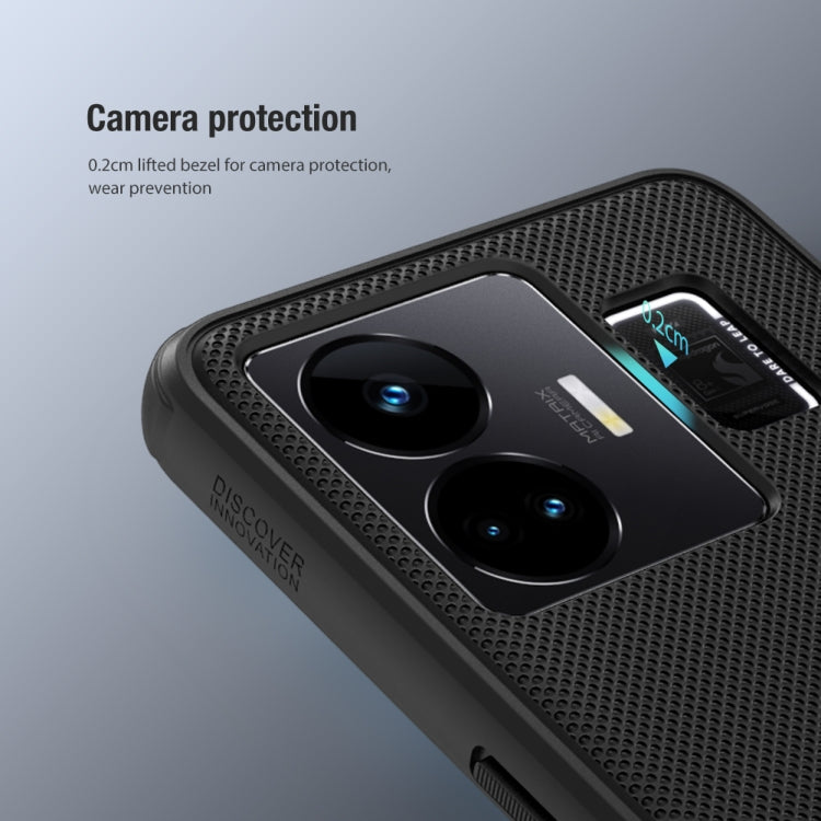 Black textured case with raised lens ring for camera protection