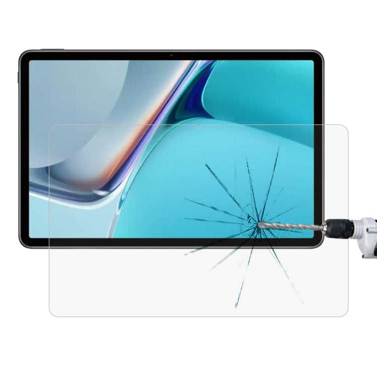 Tablet tempered glass screen protector film with impact crack demo