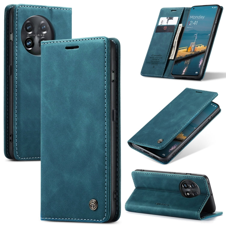 Teal leather flip phone case set with front cover, stand view, and card window pocket