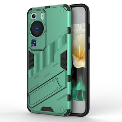 Rugged green TPU phone case with armor-style edges and camera cutout