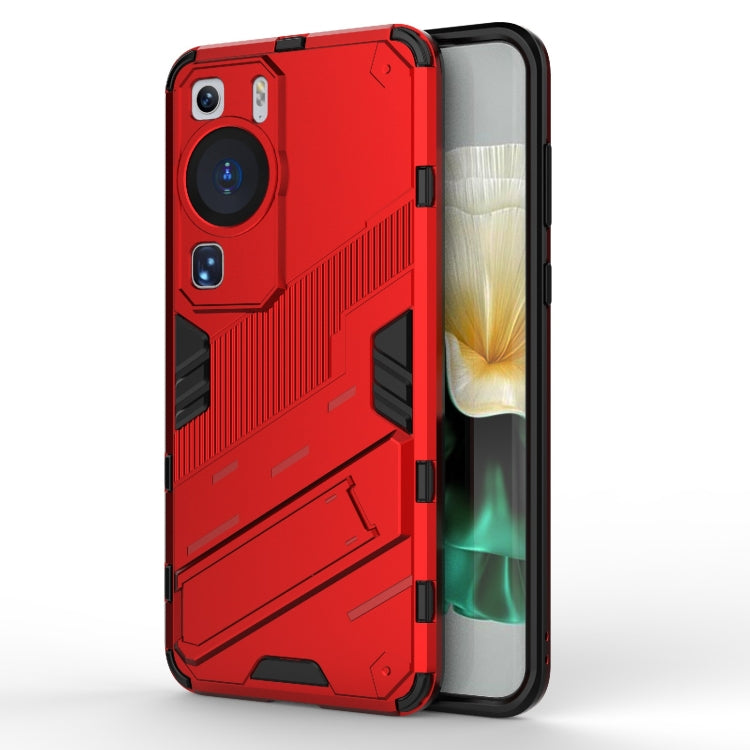 Rugged red TPU phone case with armor-style edges and camera cutout
