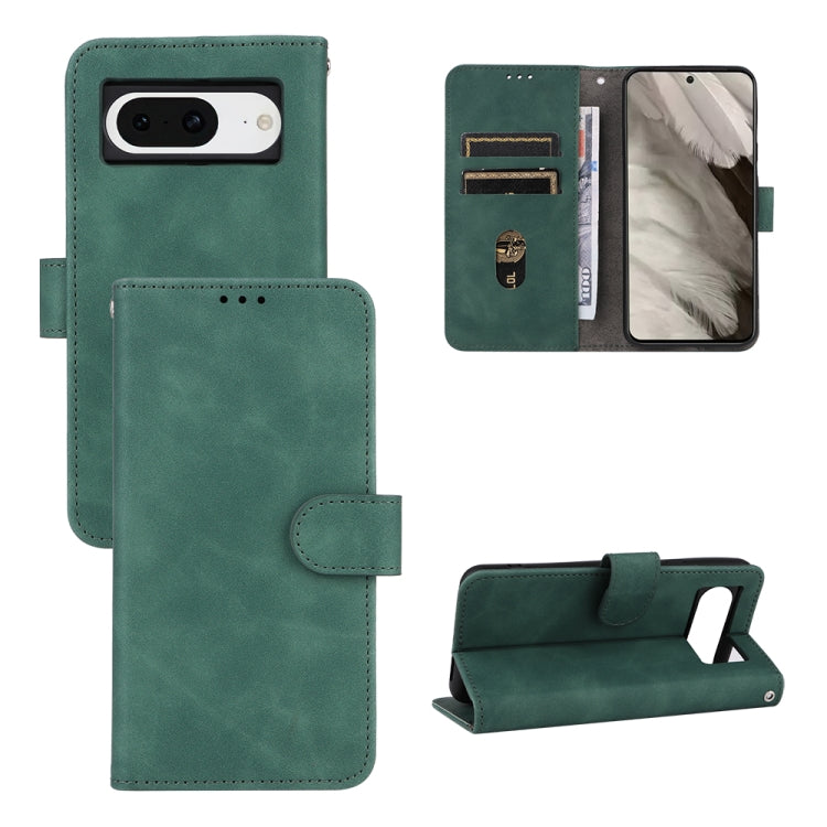 Green magnetic flip leather phone case with front pocket and camera cutout.