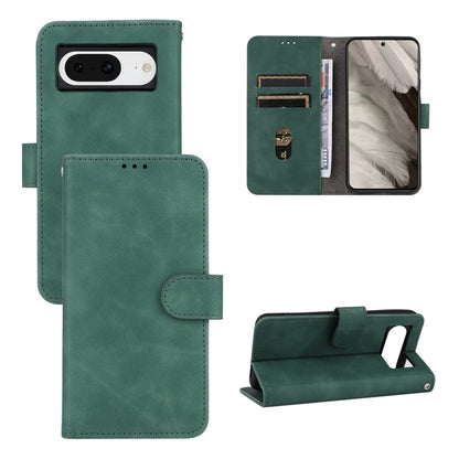 Green magnetic flip leather phone case with front pocket and camera cutout.