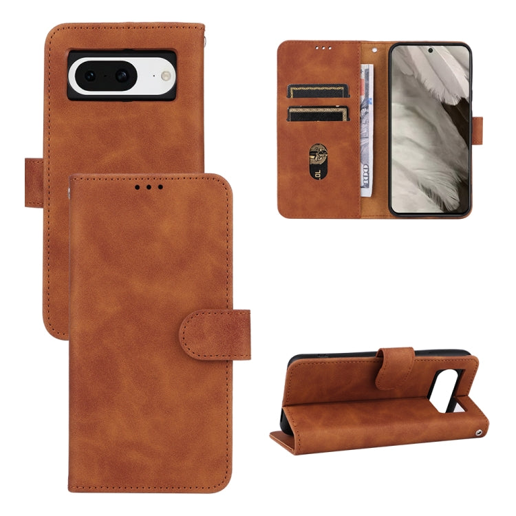Brown leather magnetic flip phone case with card slots and kickstand
