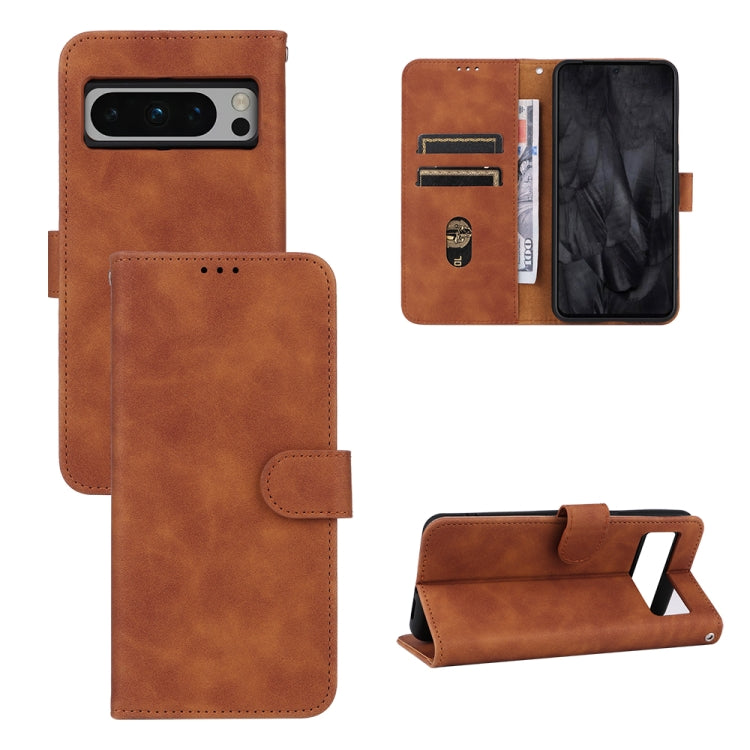 Brown leather magnetic flip phone case with card holder and kickstand
