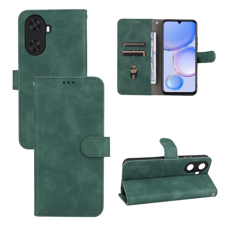 Green leather magnetic flip phone case with card slots and stand