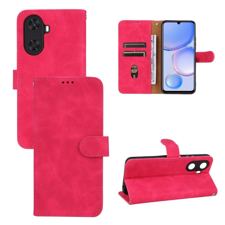 Red/pink leather magnetic flip phone case with card slots and stand