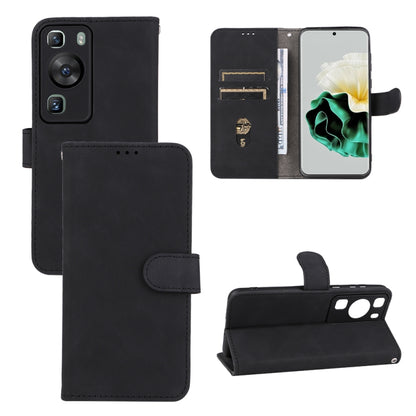 Black leather flip phone wallet case with card slots and camera cutouts
