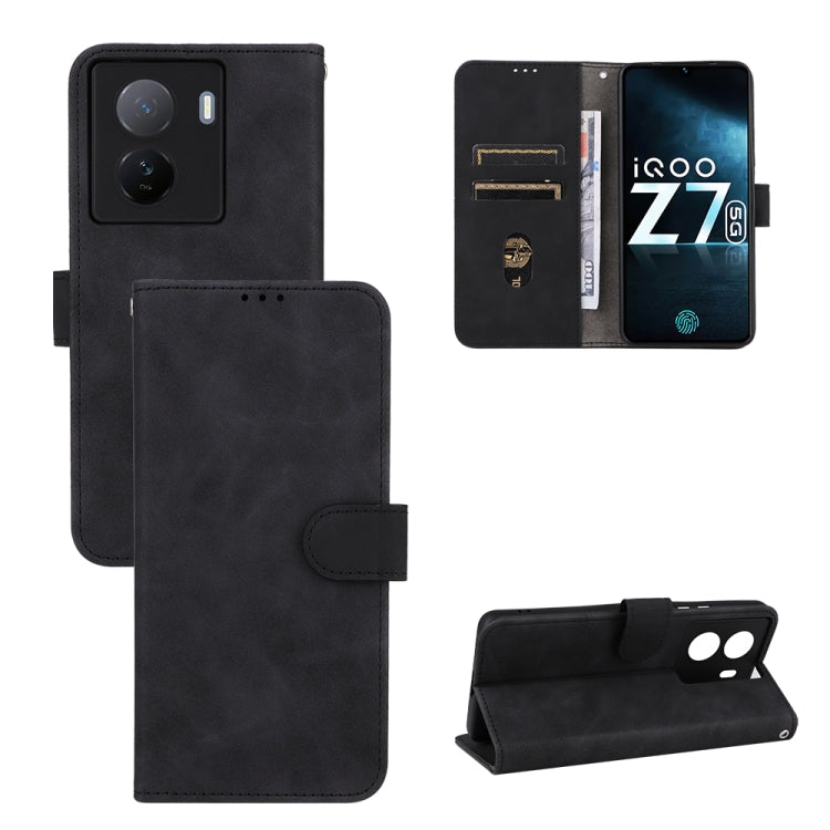 Black leather flip phone wallet case with card slots and kickstand