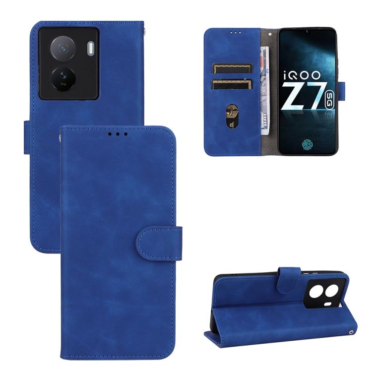 Blue magnetic leather flip phone case with camera cutout and front card pocket