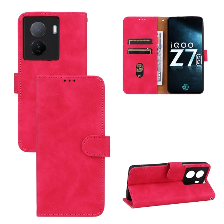 Rose red magnetic leather flip phone case with camera cutout and front card pocket