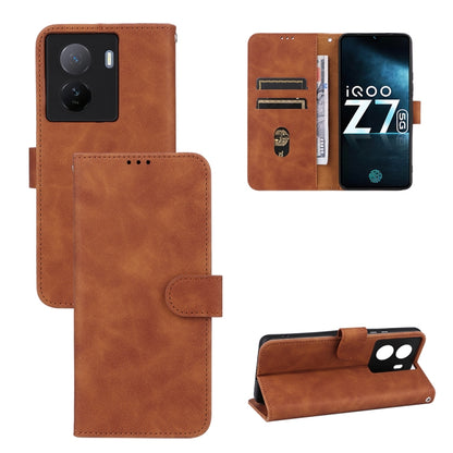 Brown magnetic leather flip phone case with camera cutout and front card pocket