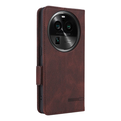 Brown flip leather phone case with magnetic clasp and rear camera cutout