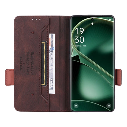 Brown magnetic clasp leather phone case with interior card slots and side cover