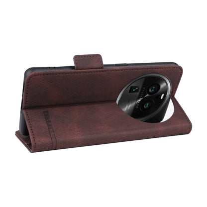 Brown magnetic clasp flip leather phone case with folio stand and camera opening