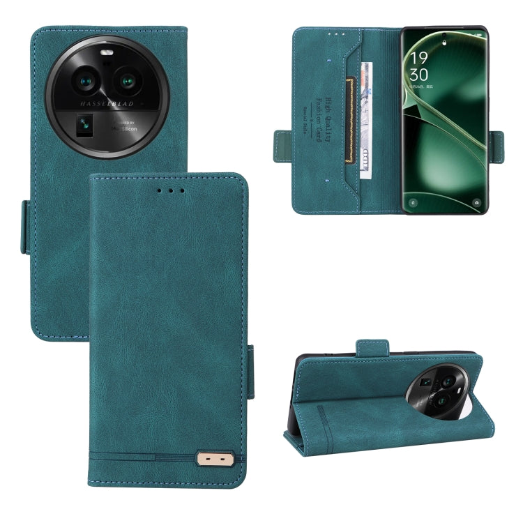 Teal magnetic clasp flip leather phone case with card slots and rear camera cutout