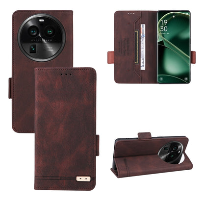 Brown magnetic clasp flip leather phone case with folio stand and camera cutout