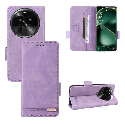 Magnetic clasp flip leather phone case in purple with card slots and kickstand
