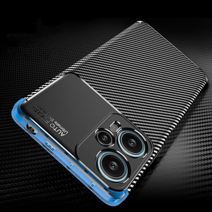 Carbon fiber texture phone case with raised camera lenses and shockproof bumper
