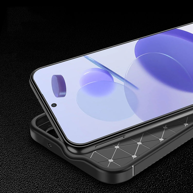 Shockproof TPU phone case with front edge protection and geometric grip panel