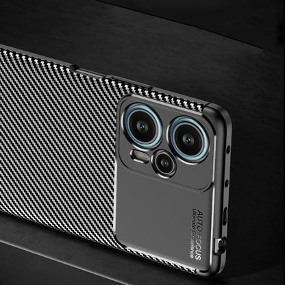 Carbon fiber TPU phone case, back view with triple camera cutouts and side buttons