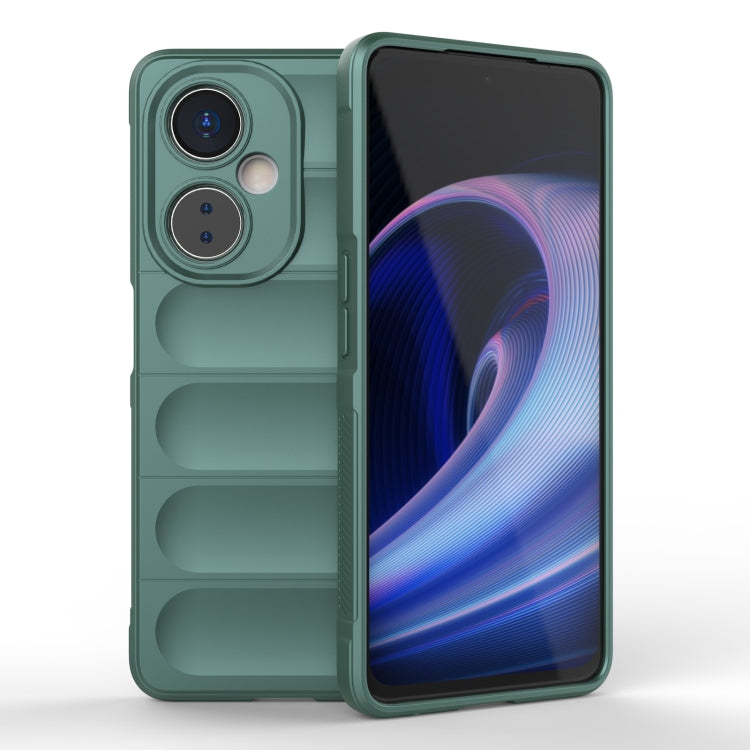 Dark green phone case for OnePlus Nord CE 3 with camera cutouts and raised edges