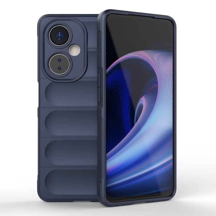 Dark blue phone case for OnePlus Nord CE 3 with camera cutouts and raised edges