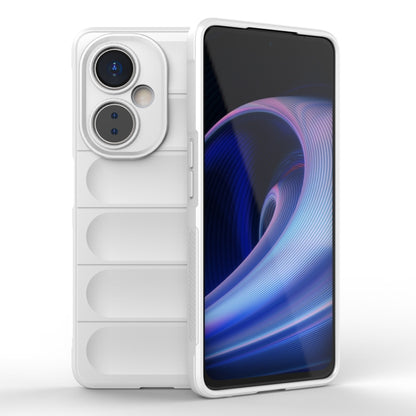 White phone case for OnePlus Nord CE 3 with camera cutouts and raised edges