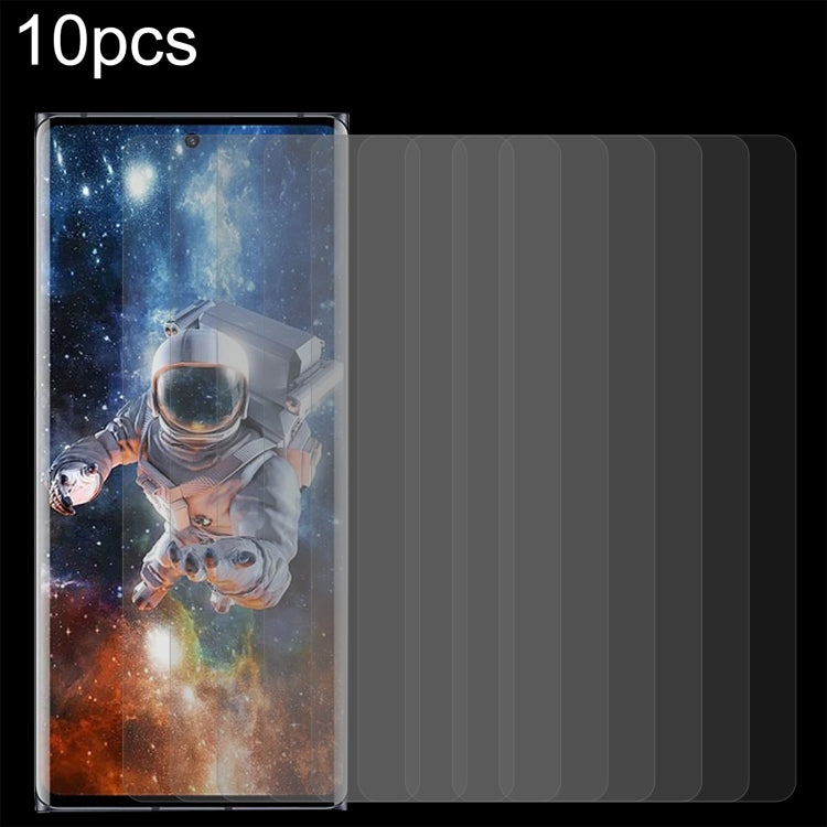 Tempered glass screen protector set (10 pack) for phone display with clear glossy coverage