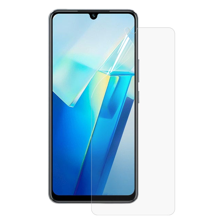 Full-screen hydrogel protector film aligned to smartphone display