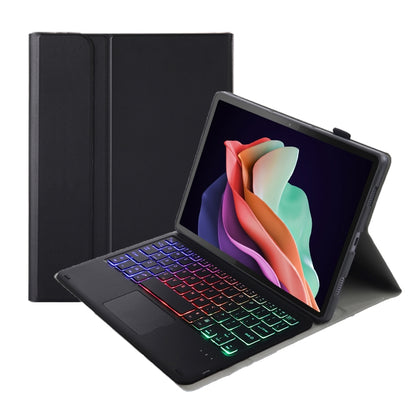 Ultra-thin detachable keyboard leather case with touchpad, black with backlit keys