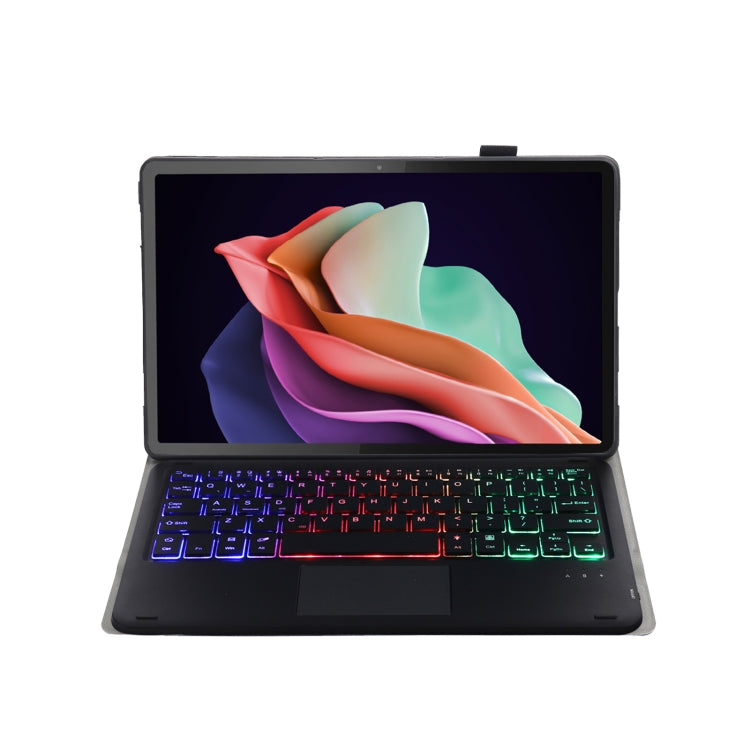 Ultra-thin detachable keyboard leather case with touchpad, black case with backlit keys