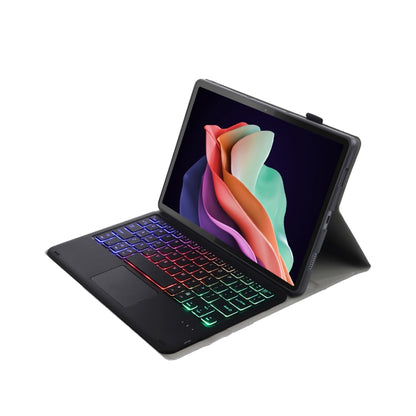 Ultra-thin detachable keyboard leather case with touchpad, black fold stand with backlit keyboard