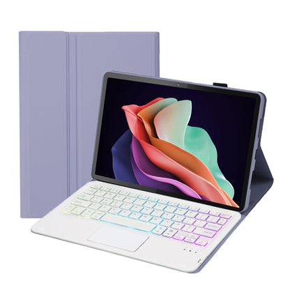 Ultra-thin detachable keyboard leather case with touchpad, purple case with backlit keyboard