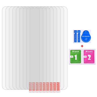 10-pack tempered glass screen protector films with cleaning wipes and instructions