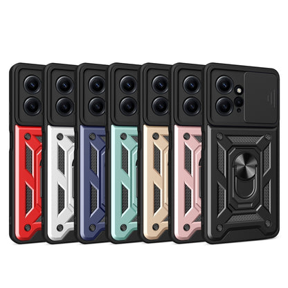 Assorted color rugged phone cases with sliding camera cover and ring stand