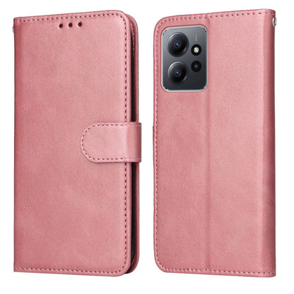 Rose flip leather phone case with front flap and rear triple-camera cutout