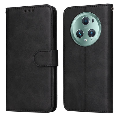 Black flip leather phone case with front cover and rear camera cutout