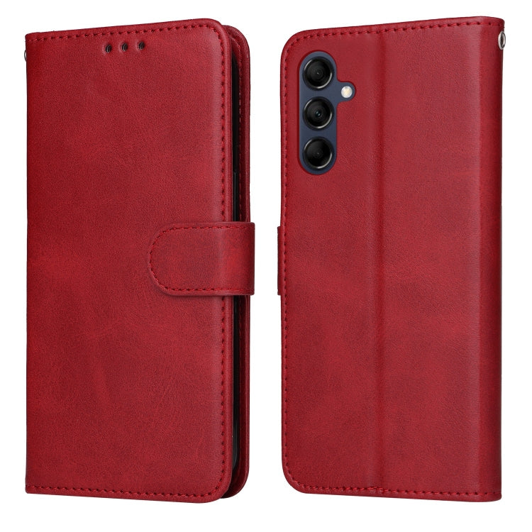 Red flip leather phone case with strap and rear camera openings