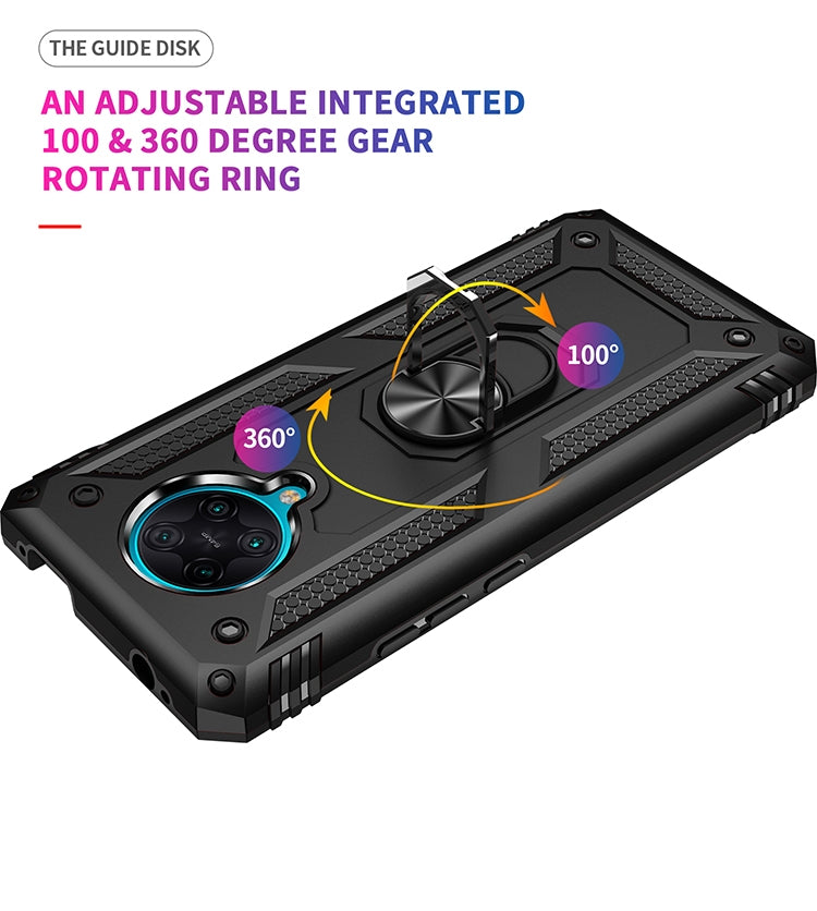 Black phone case with adjustable 360-degree rotating ring kickstand
